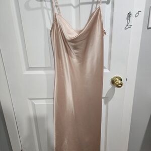bebe Satin Slip Dress in Champagne